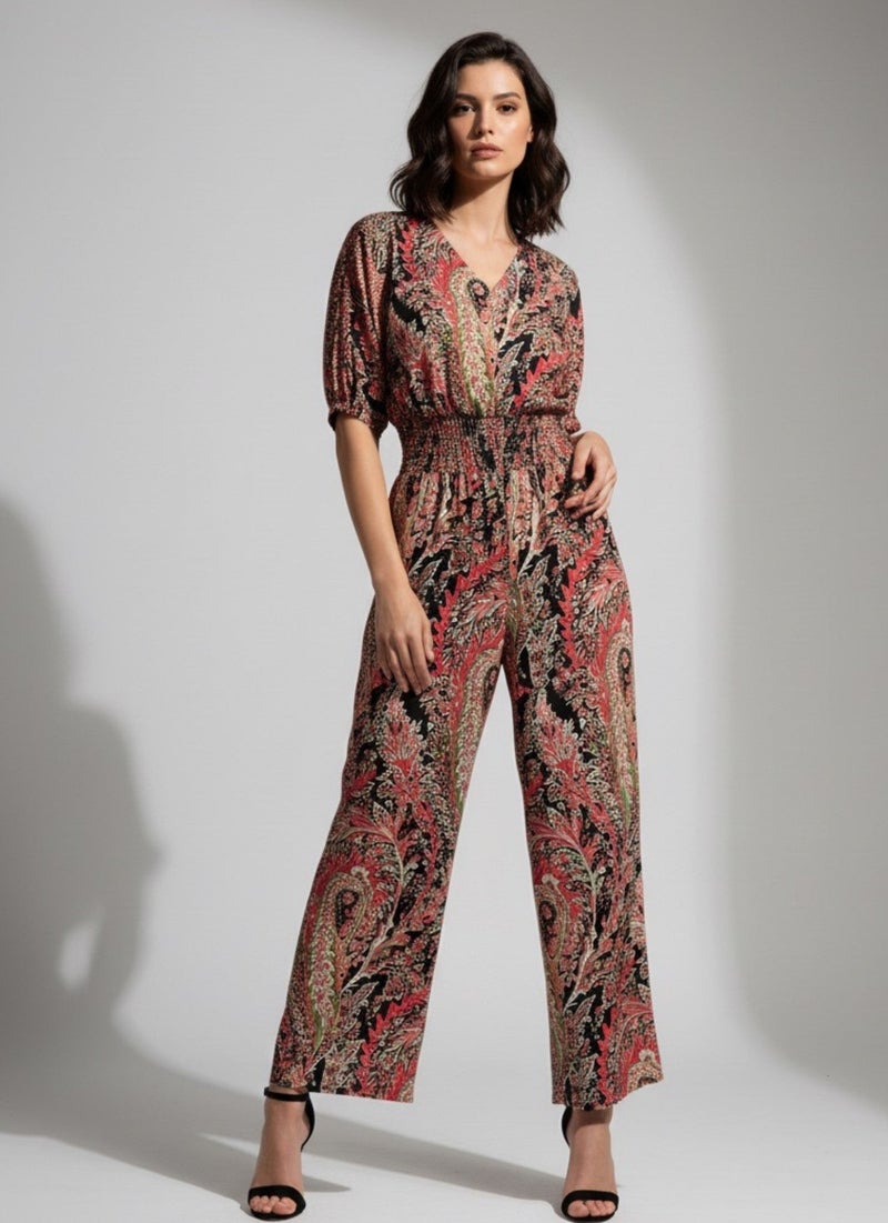 OUTZIDR Grey Floral Print Jumpsuit - Image 1